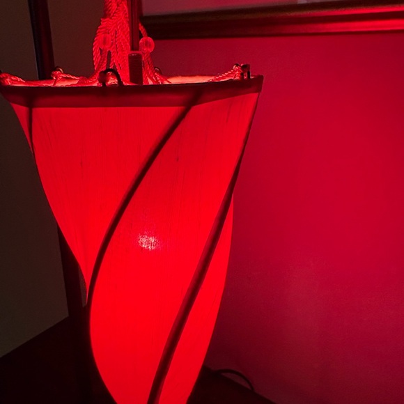 Pottery Barn Medina Moroccan Style Table Lamp With Maroon Fabric Shade - Picture 4 of 10